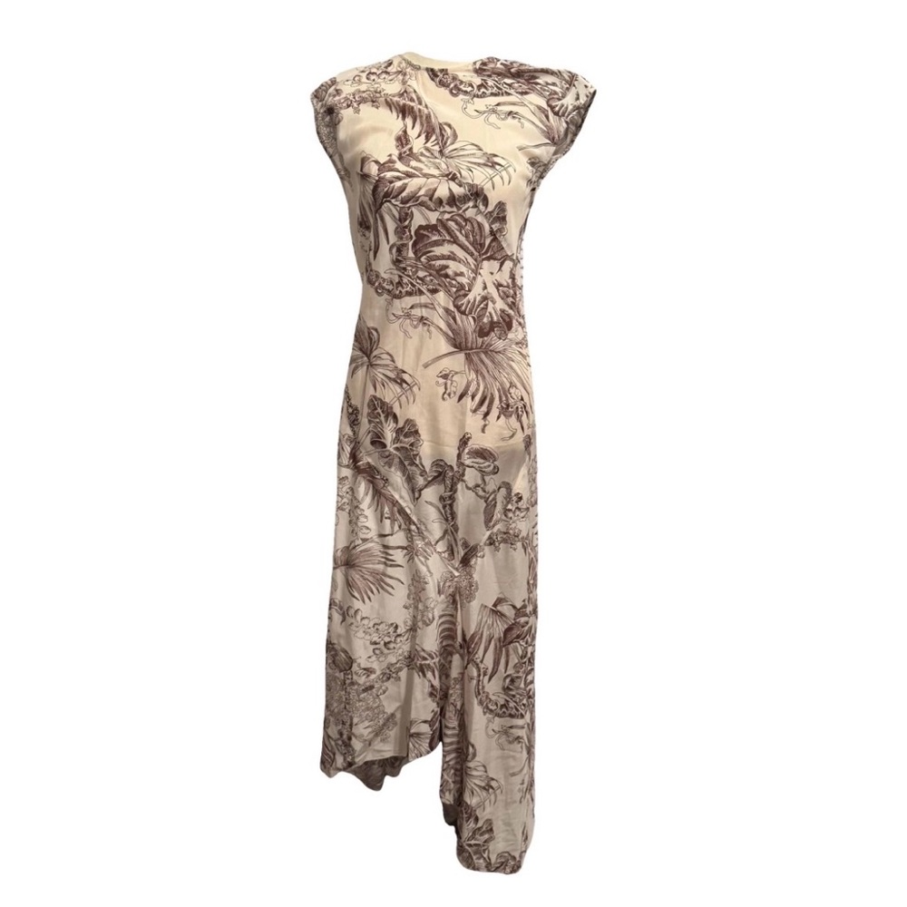 COS Cream and Brown Asymmetrical Dress